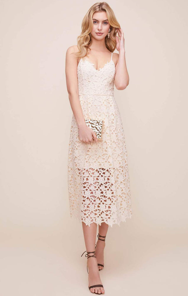 LACE A LINE MIDI DRESS LACE A LINE MIDI DRESS